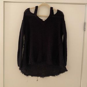 Black oversized sweater with shoulder cut outs